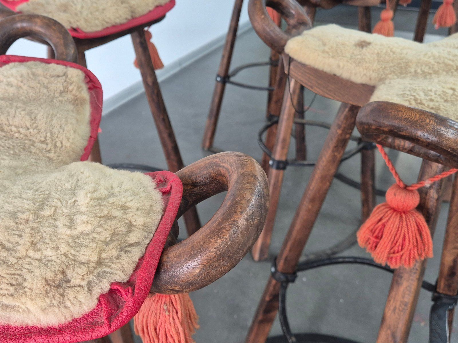 Vintage Brutalist Marbella Stools Attributed To Sergio Rodrigues, 1970s, Set Of 6 photo for sale