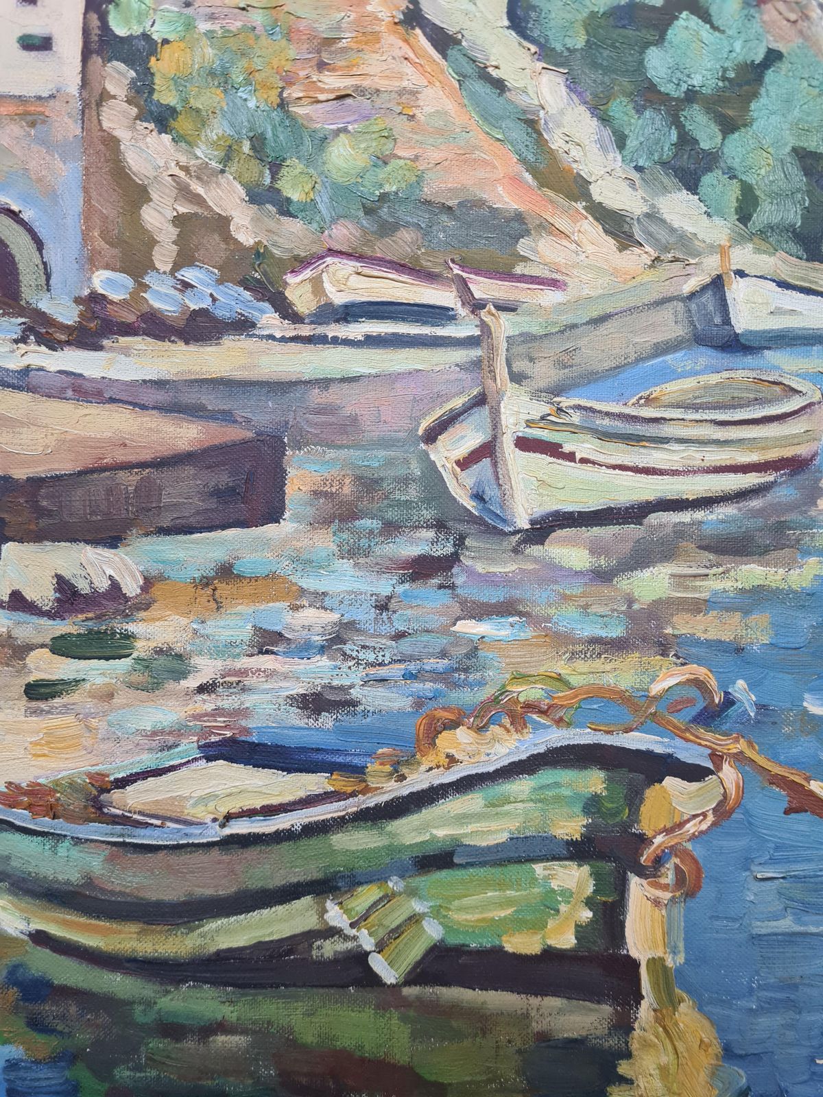 The Mediterranean Coast, Oil On Canvas Painting, Signed, Late 20th Century photo for sale