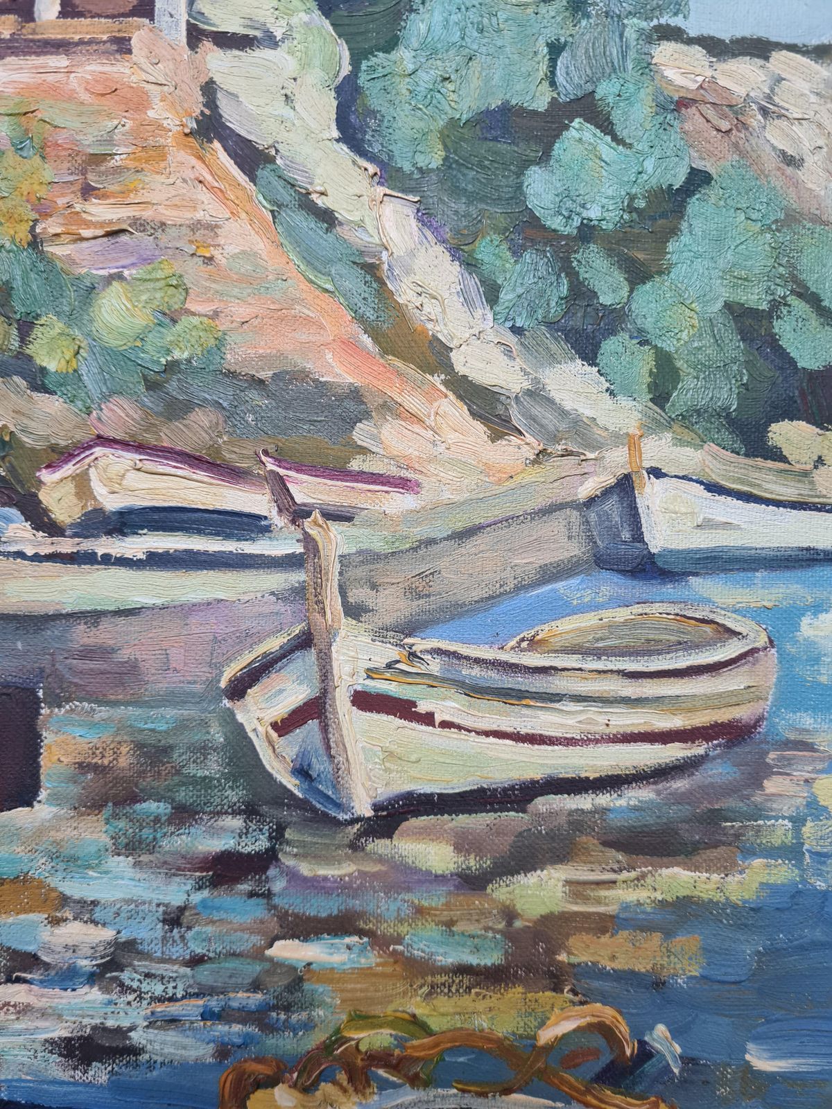 The Mediterranean Coast, Oil On Canvas Painting, Signed, Late 20th Century photo buy