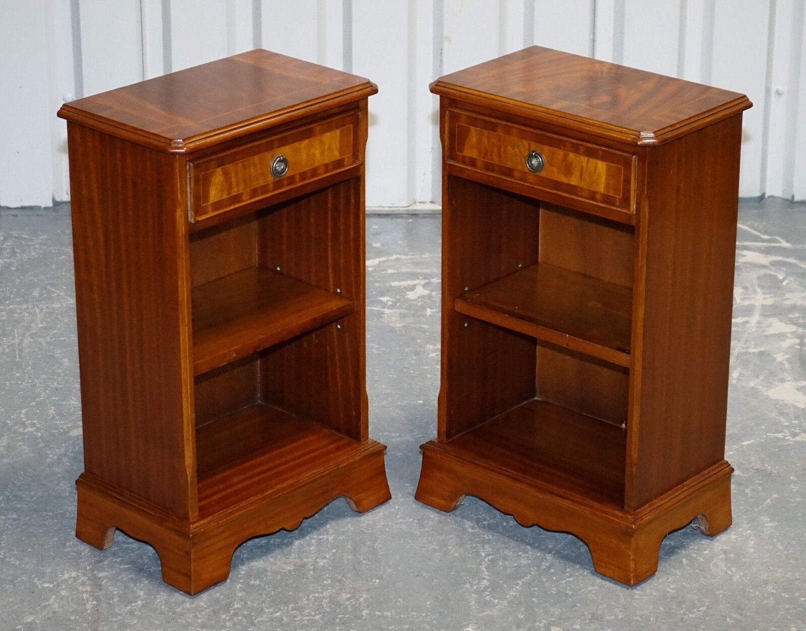 Vintage Pair Of Georgian Style Walnut Bedsides Nightstands Side Tables photo furniture