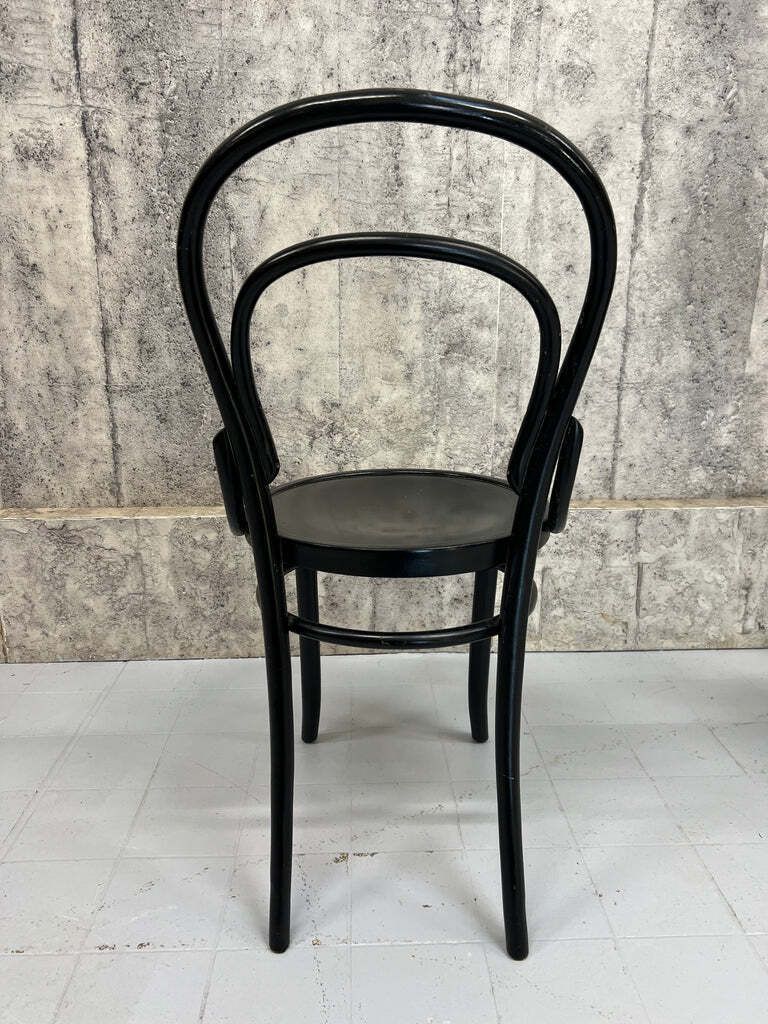 Pair Round Back Ebonised Bentwood French Bistro Chairs photo buy