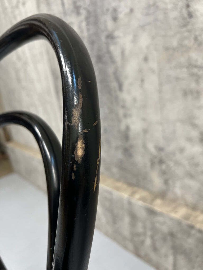 425.0 Pair Round Back Ebonised Bentwood French Bistro Chairs photo
