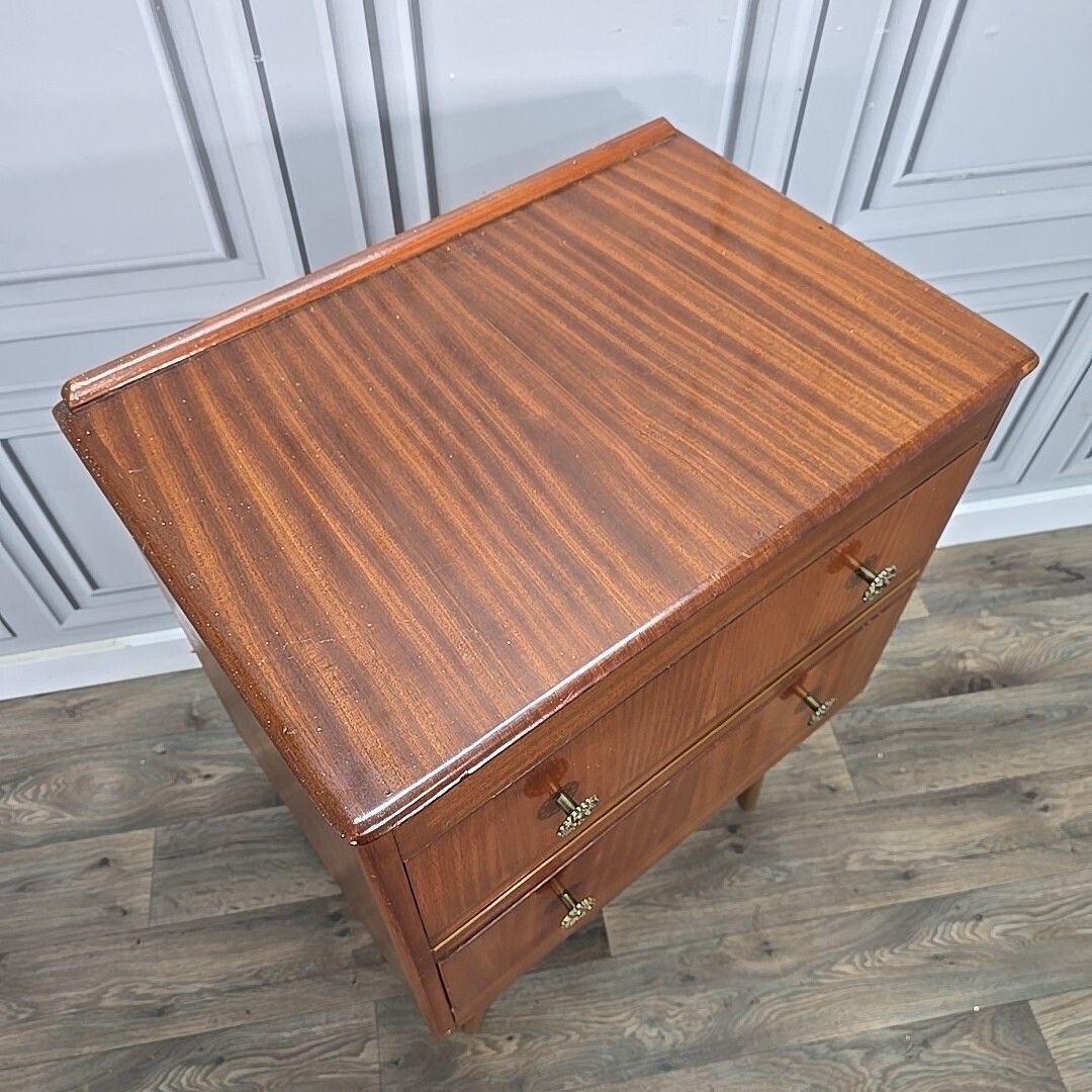 Retro Chest Of 2 Drawers Vintage Mid Century Modern   Teak Veneer   Atomic Legs photo furniture