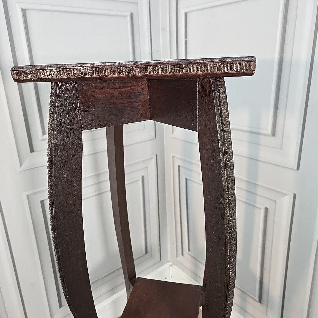 Home Decor Antique Plant Stand Arts & Crafts Solid Oak – Tall Two Tier Display Wooden photo