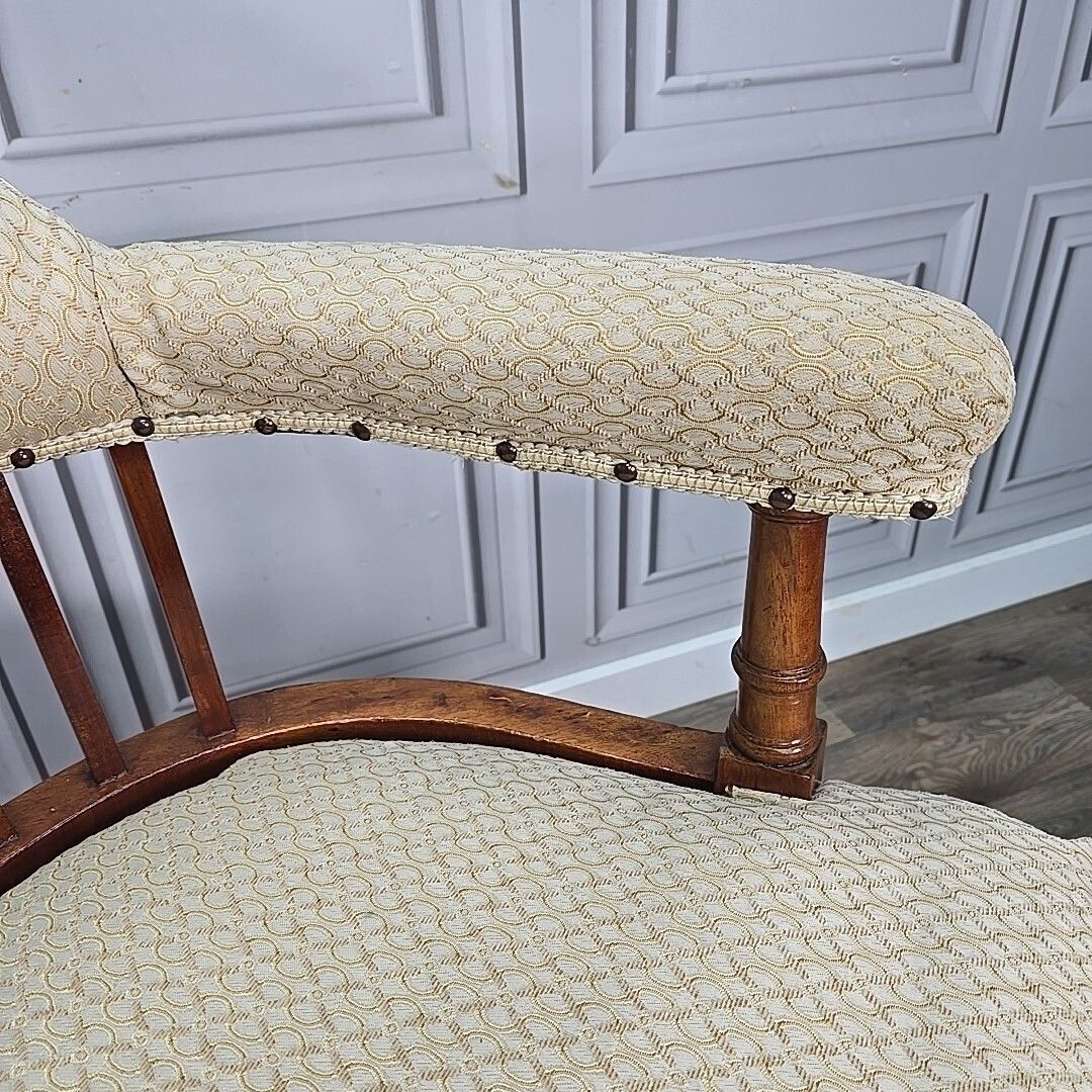 Antique Edwardian Armchair Button Back Tub Conversation Chair Wooden Victorian photo 290.0