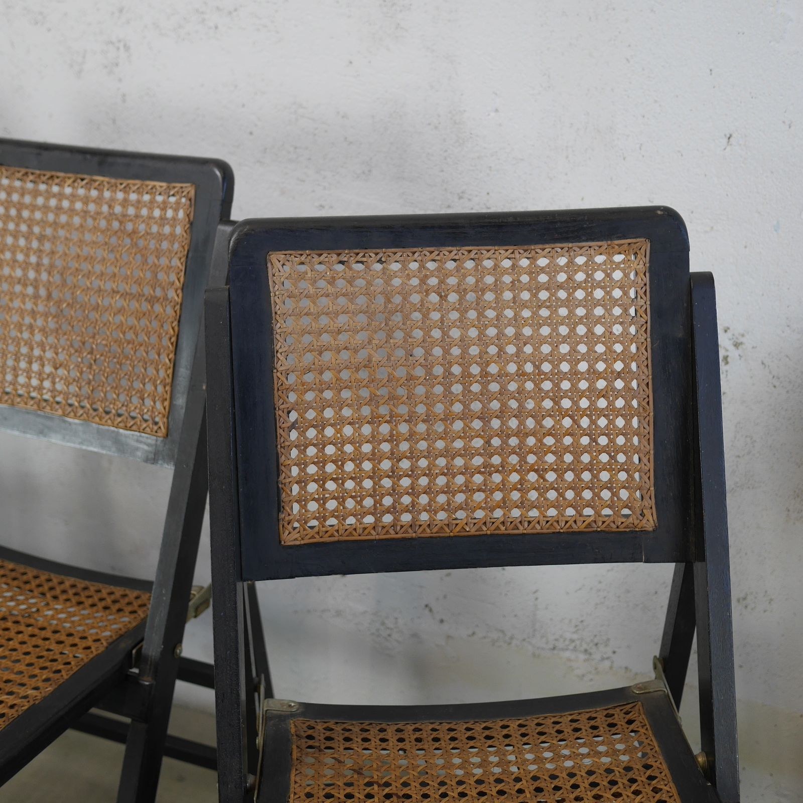 Set 4 Vintage 60/70s Folding Chairs Caned Rattan Italian #103153 photo buy