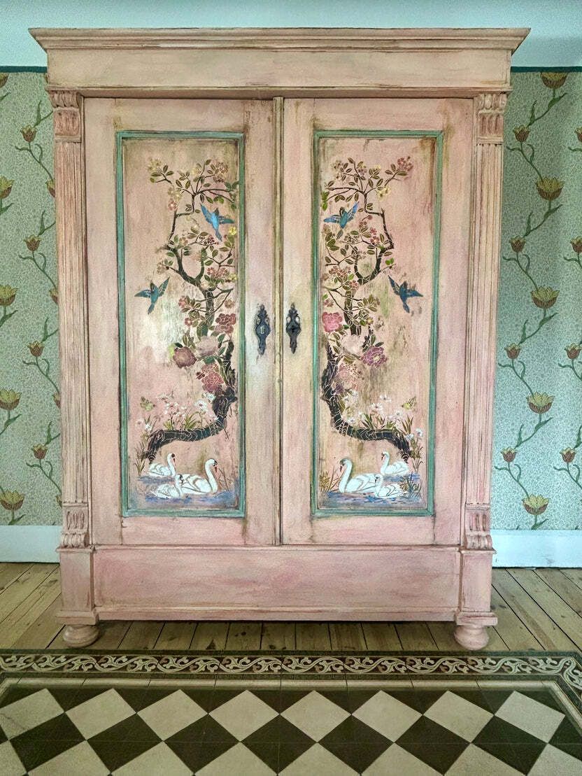 Vintage Painted French Wardrobe With Chinoiserie Panels photo buy
