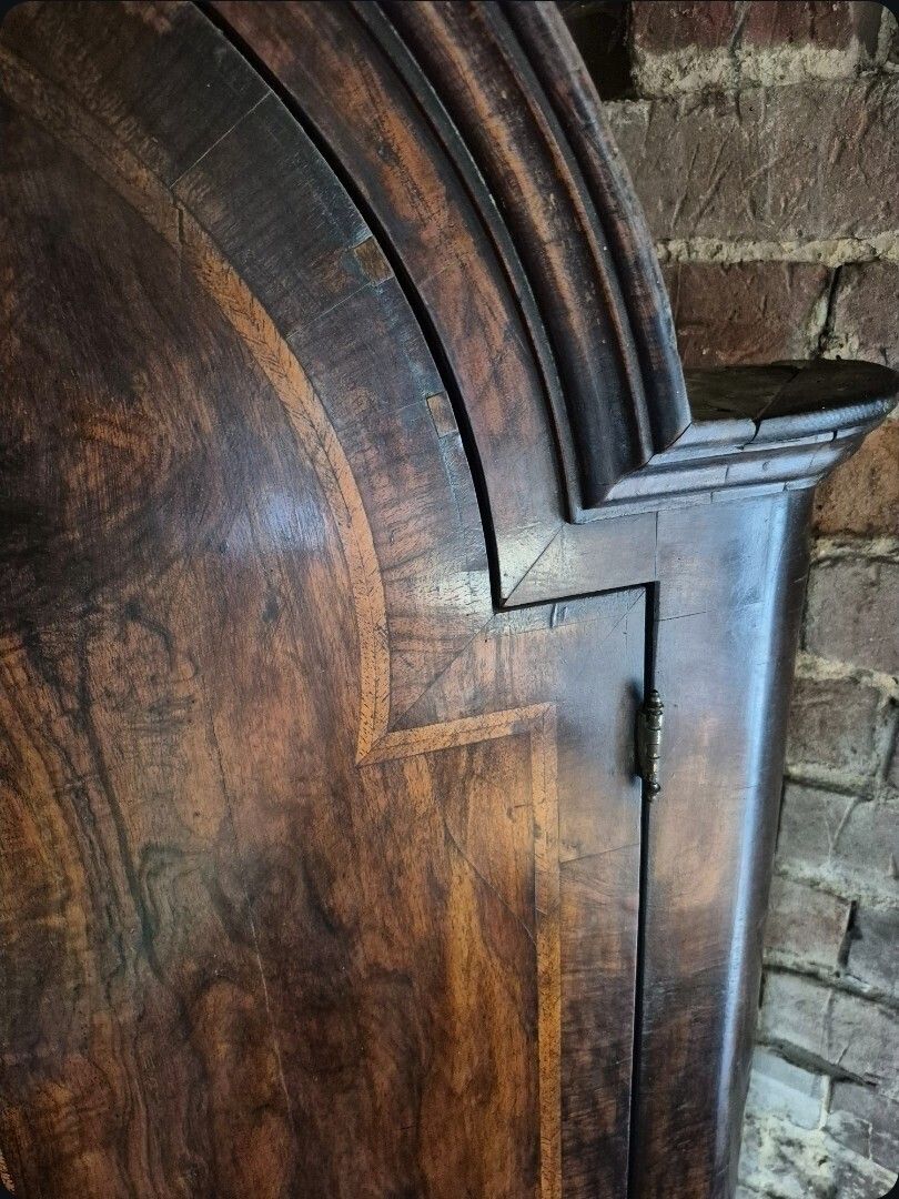 Wonderful  Unique 18th Century Arched Figured Walnut Herringbone Banding Corner Cupboard photo buy