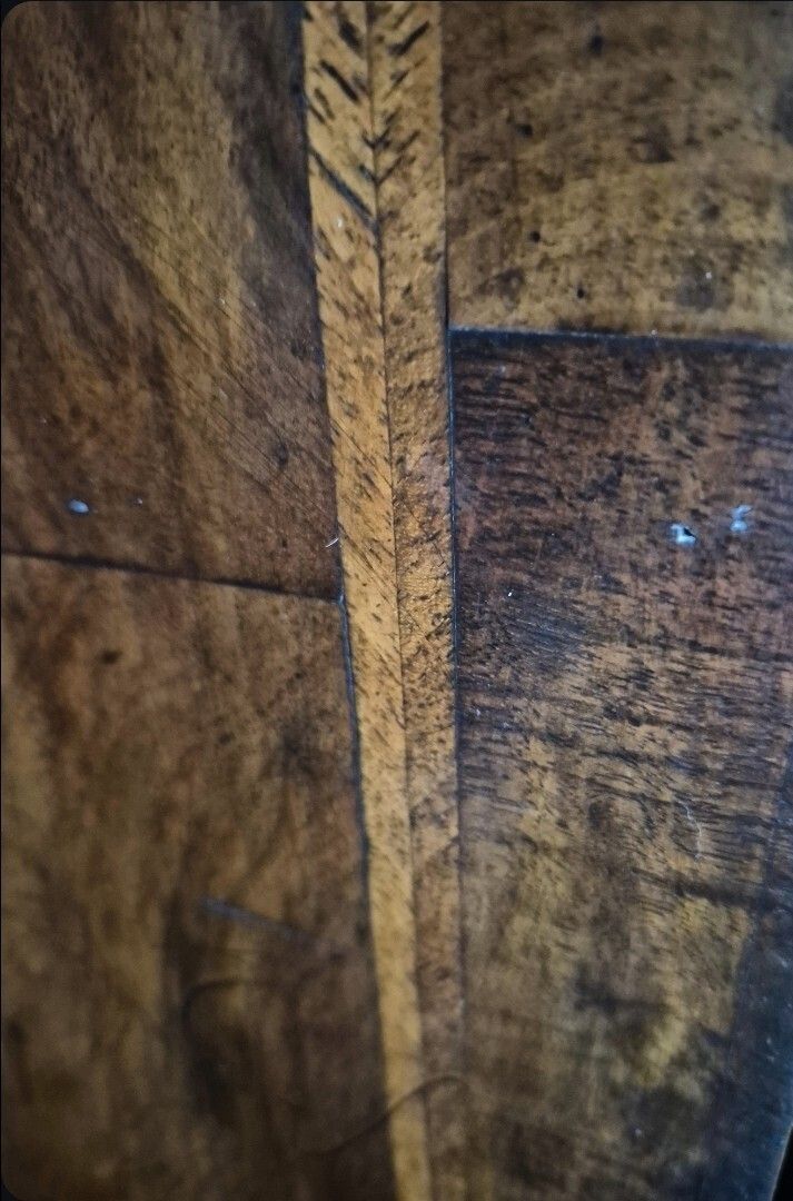 photo furniture Wonderful  Unique 18th Century Arched Figured Walnut Herringbone Banding Corner Cupboard