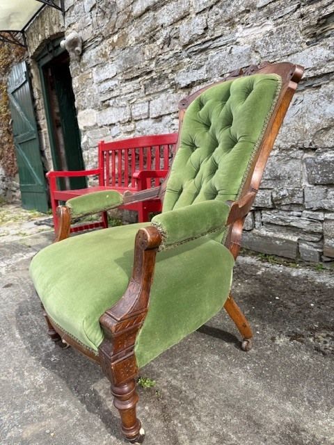 Antique Balloon Back Parlour Arm Chair photo for sale
