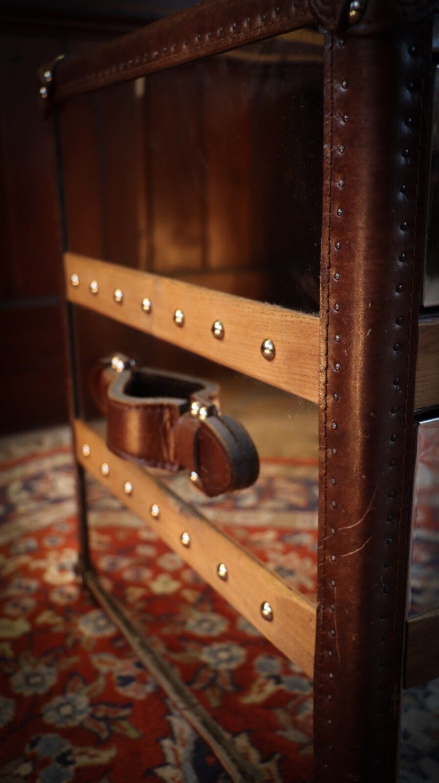 photo for sale Stunning Timothy Oulton Stoneyhurst Sidetable Bedside Leather Shiny Steel
