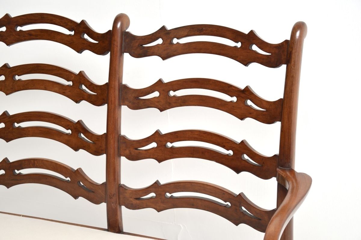 Antique Mahogany Ladderback Settee photo 1294.0