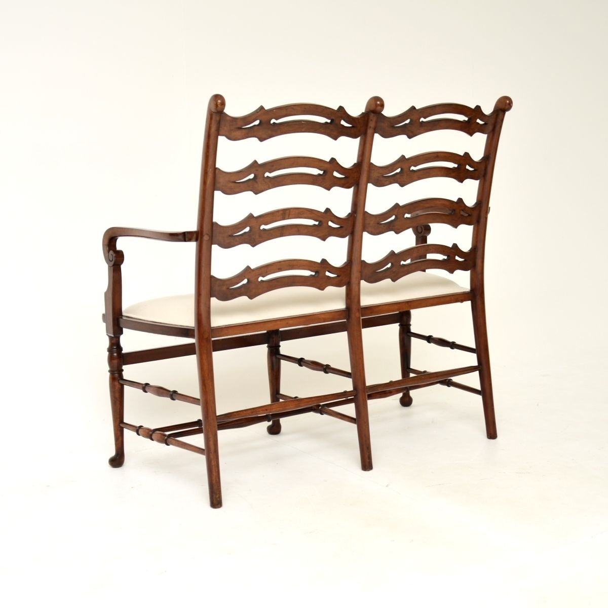 photo for sale Antique Mahogany Ladderback Settee