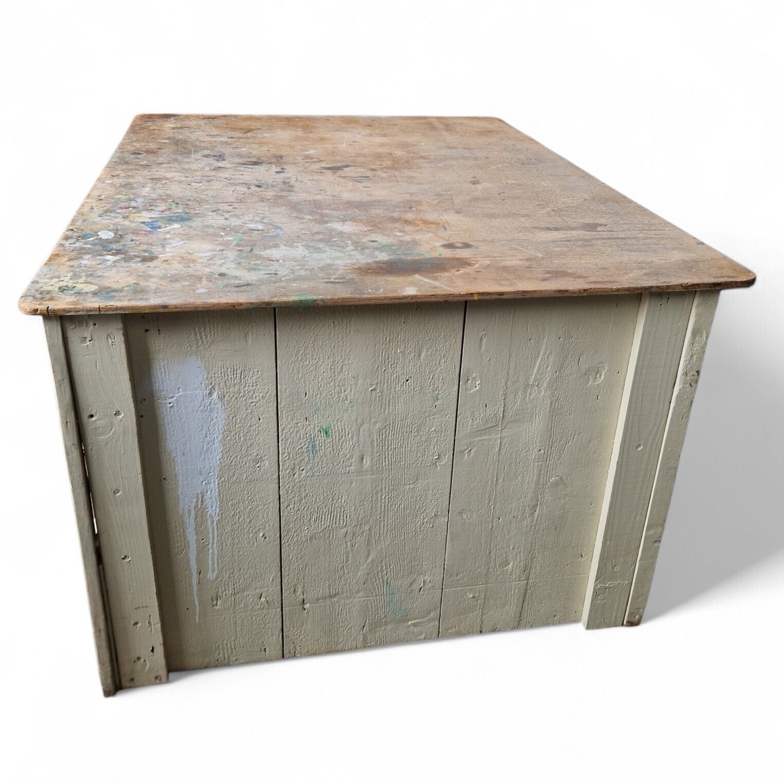 650.0 Antique Plan Chest Of 4 Drawers Artist Studio Paint Splatter Large Vintage photo