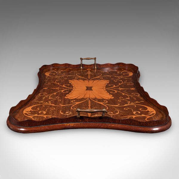 Antique Butler's Serving Tray, English, Afternoon Tea Platter, Inlay, Victorian photo for sale