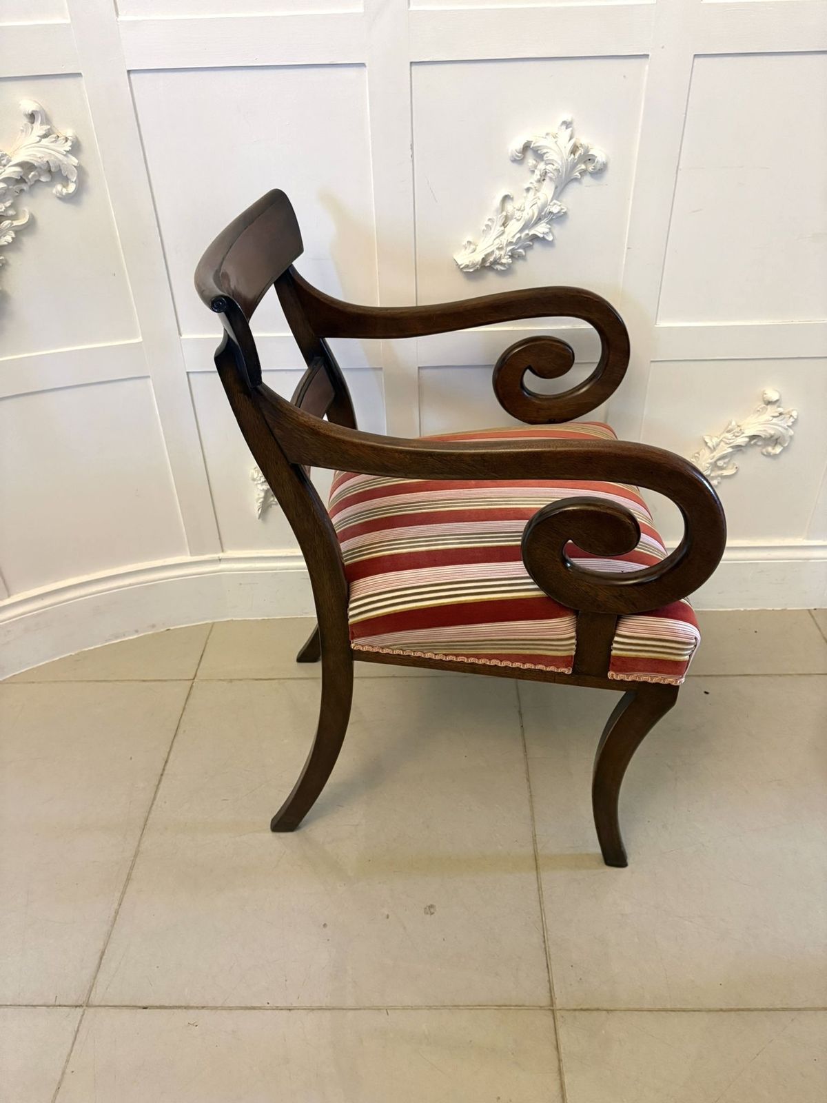 Antique Mahogany Dining Chairs Set Of Eight Including Two Carvers Scroll Arms photo Furniture