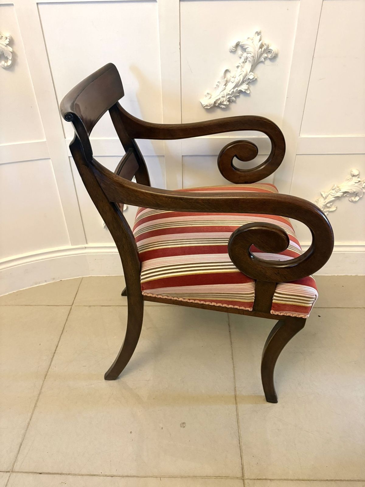 Antique Mahogany Dining Chairs Set Of Eight Including Two Carvers Scroll Arms photo 5750.0