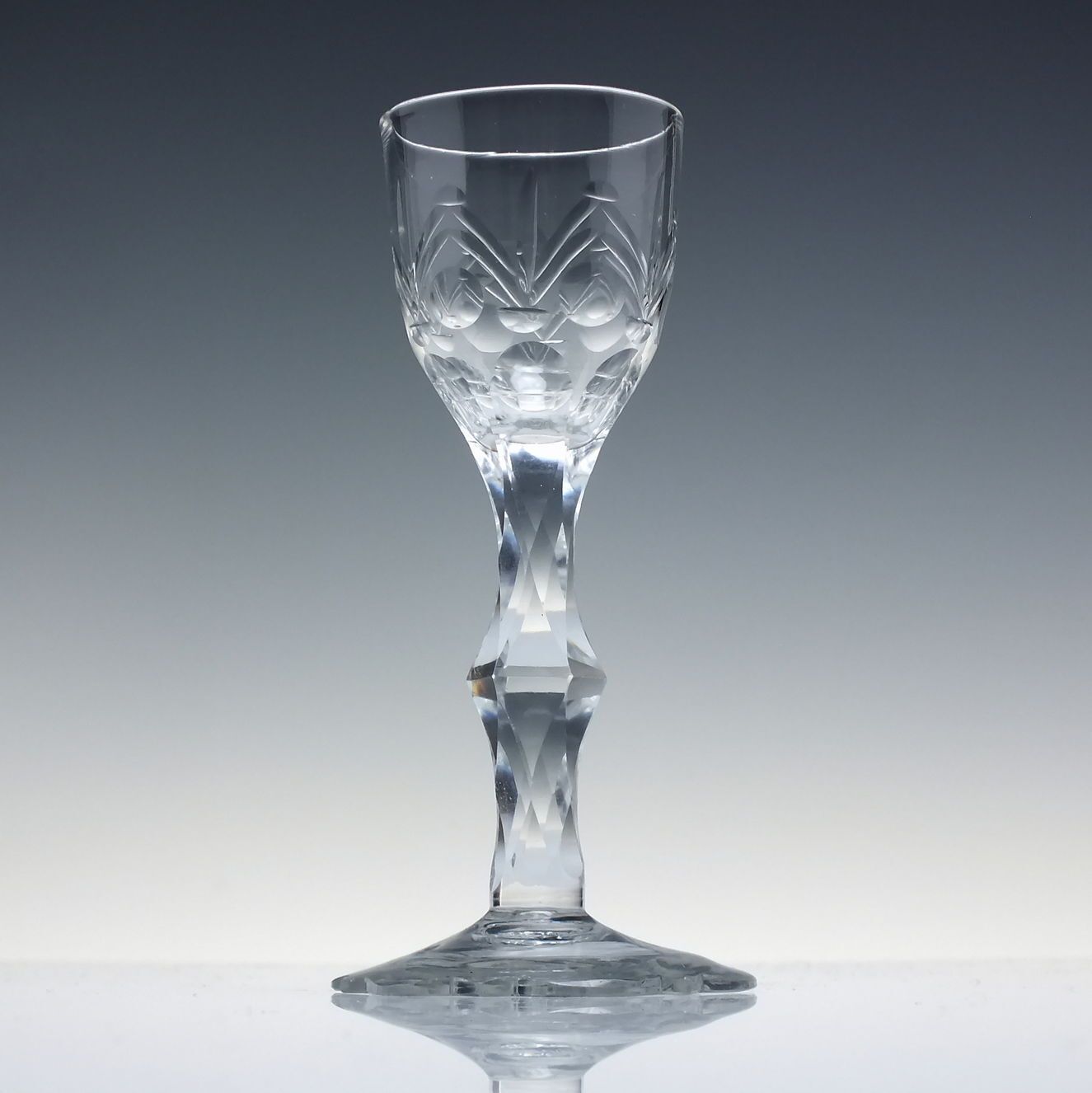 Rare 18th Century Georgian Facet Cut Wine Glass C1780 With Scallop And Point Cut Foot photo furniture