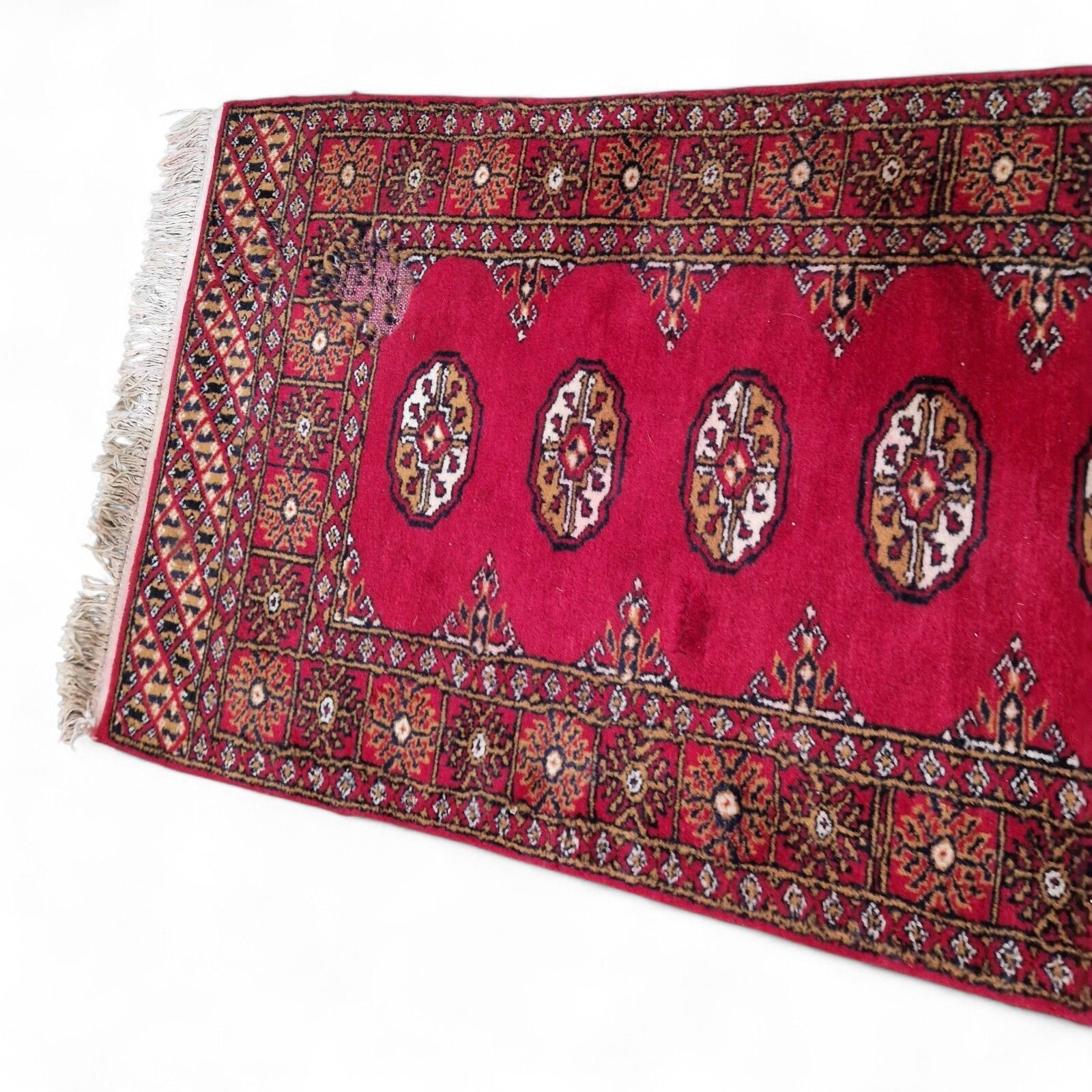 Traditional Long Carpet Runner Red Medallion Pattern Hallway Rug Fringed 251cm photo buy