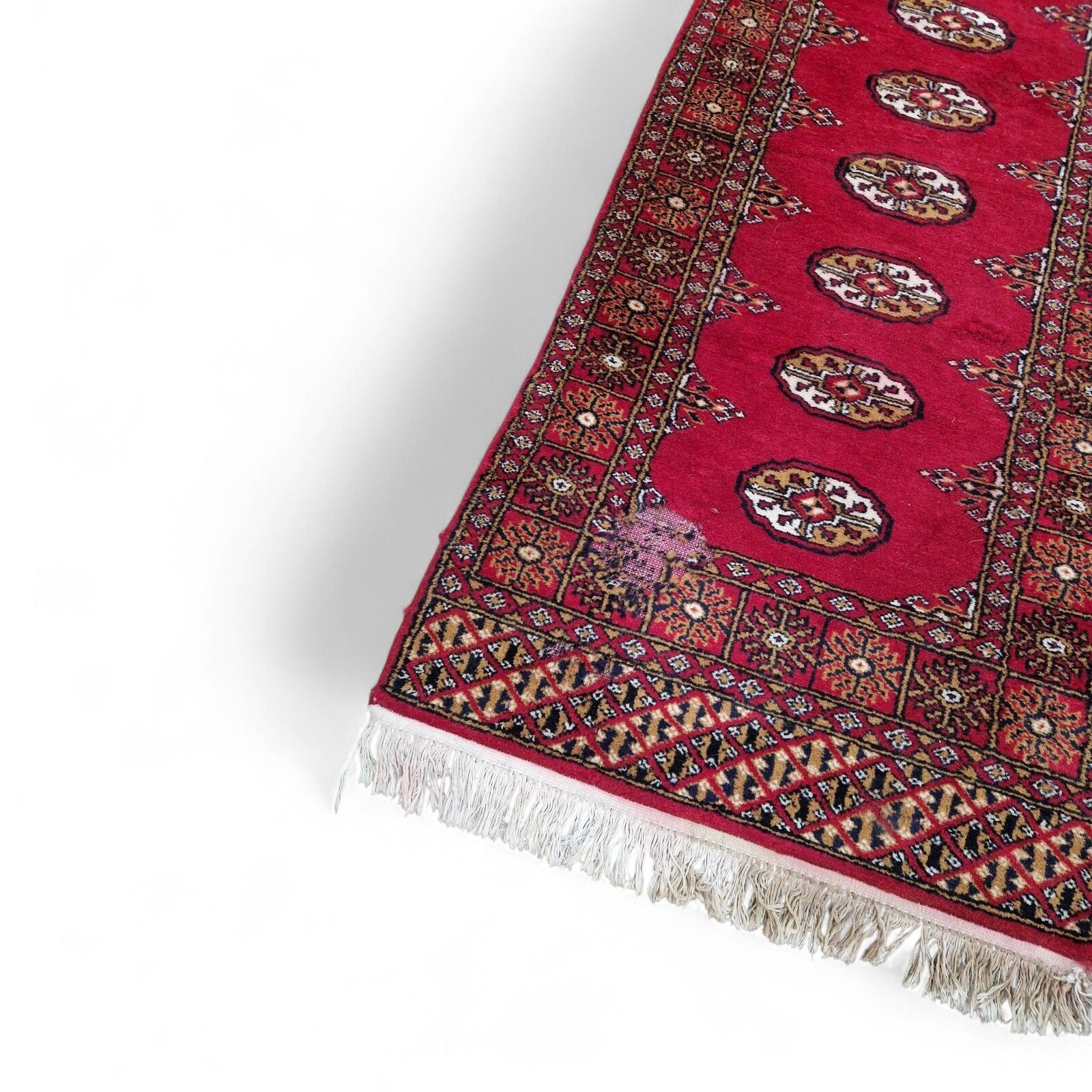 photo furniture Traditional Long Carpet Runner Red Medallion Pattern Hallway Rug Fringed 251cm