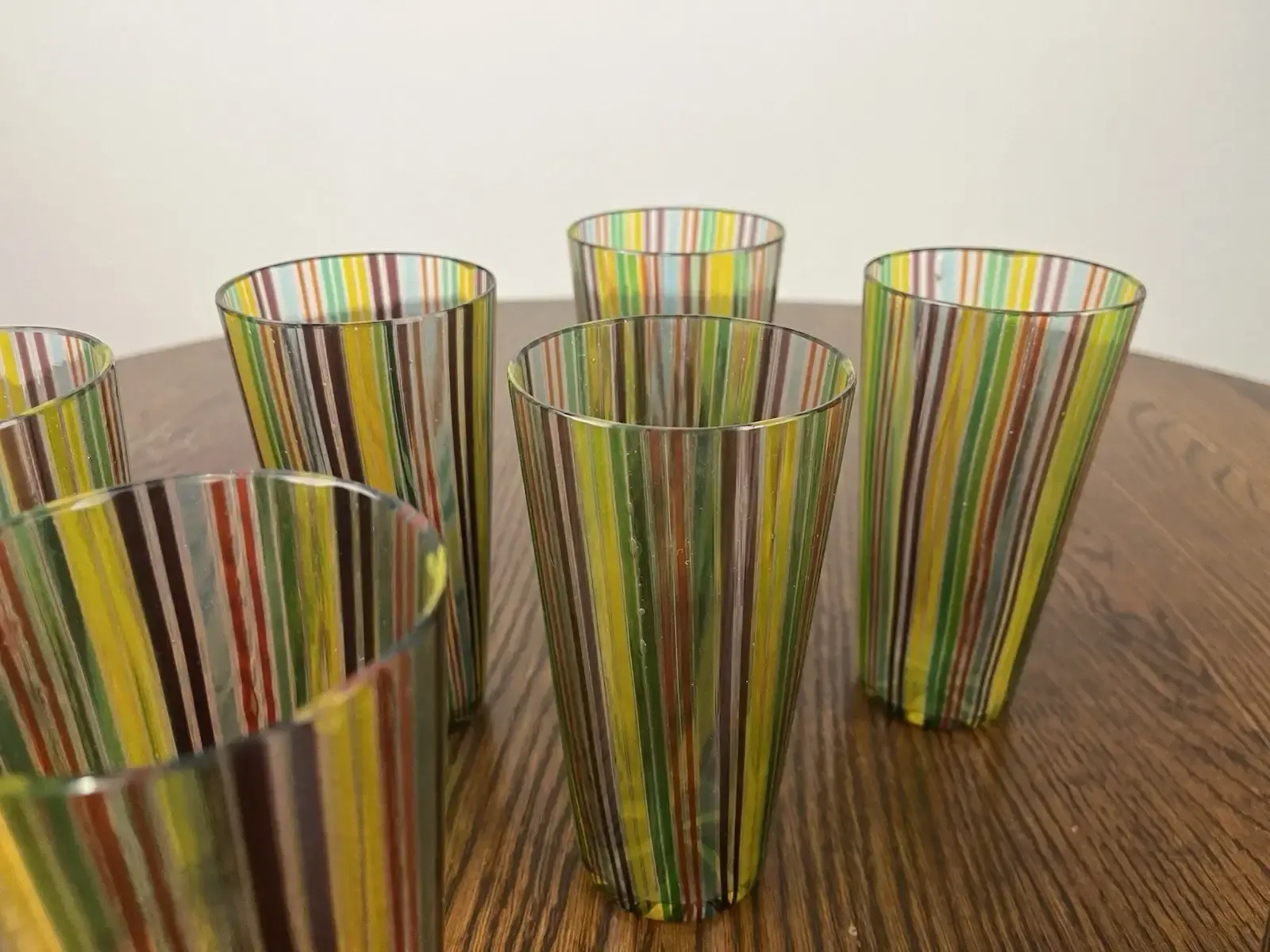 Set Of 6 Gio Ponti Venini Reed Carafe Glasses, 1950s Vintage Design photo vinterior