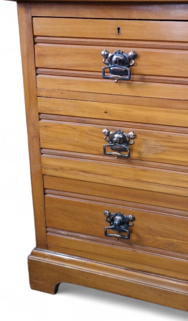 photo for sale Victorian Art Nouveau Satinwood Dressing Chest Mirror Vanity Of 6 Drawers