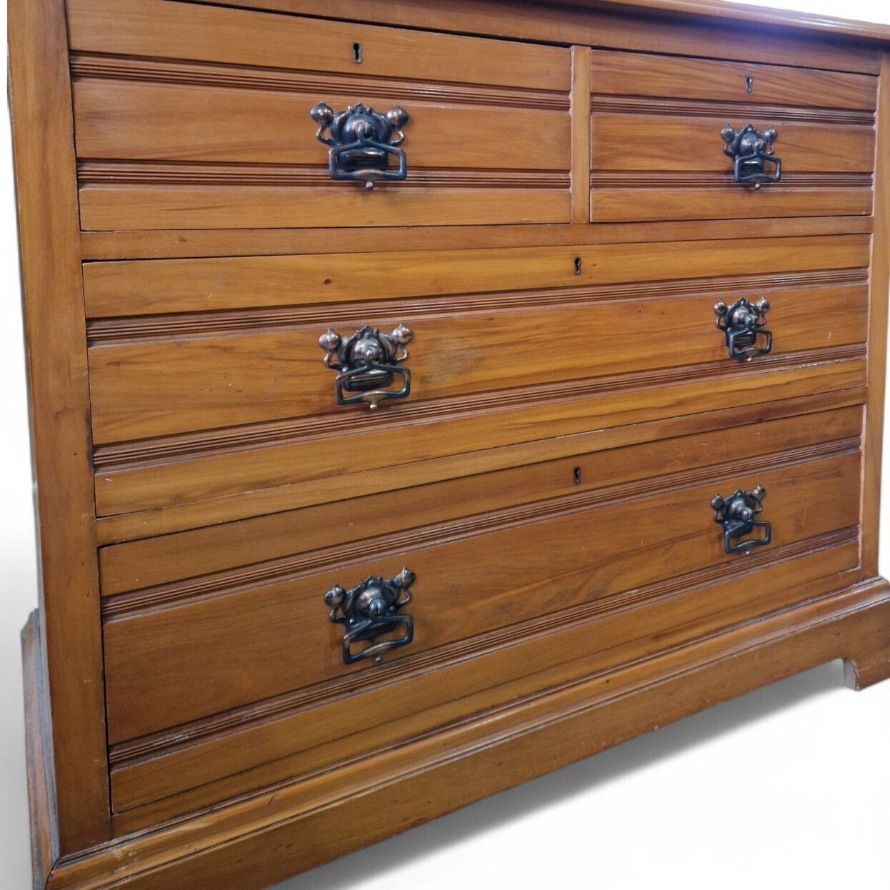 Furniture Victorian Art Nouveau Satinwood Dressing Chest Mirror Vanity Of 6 Drawers photo