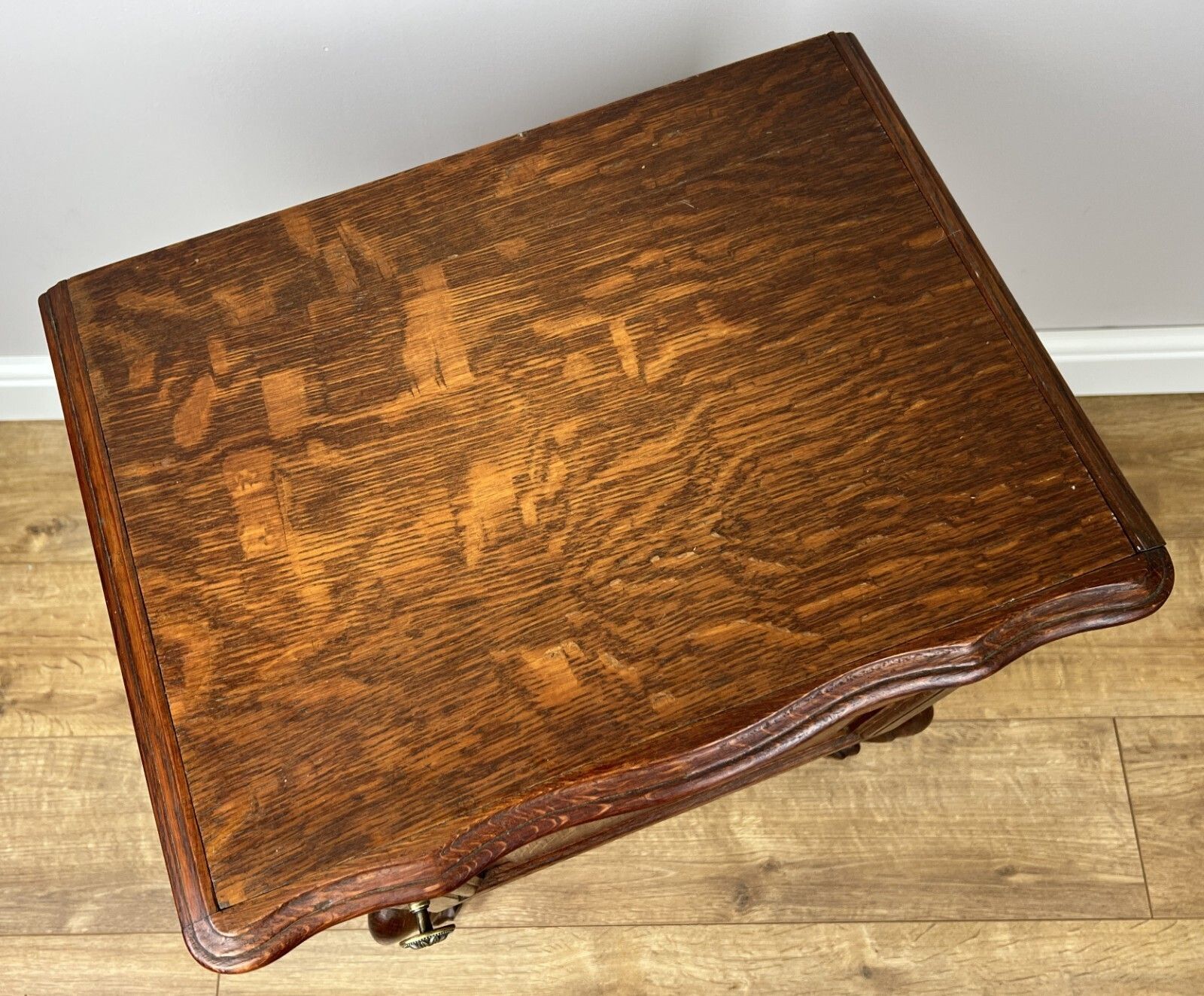 photo for sale Pair Of Bedside Tables Vintage French Louis Oak Nightstands Cabinets
