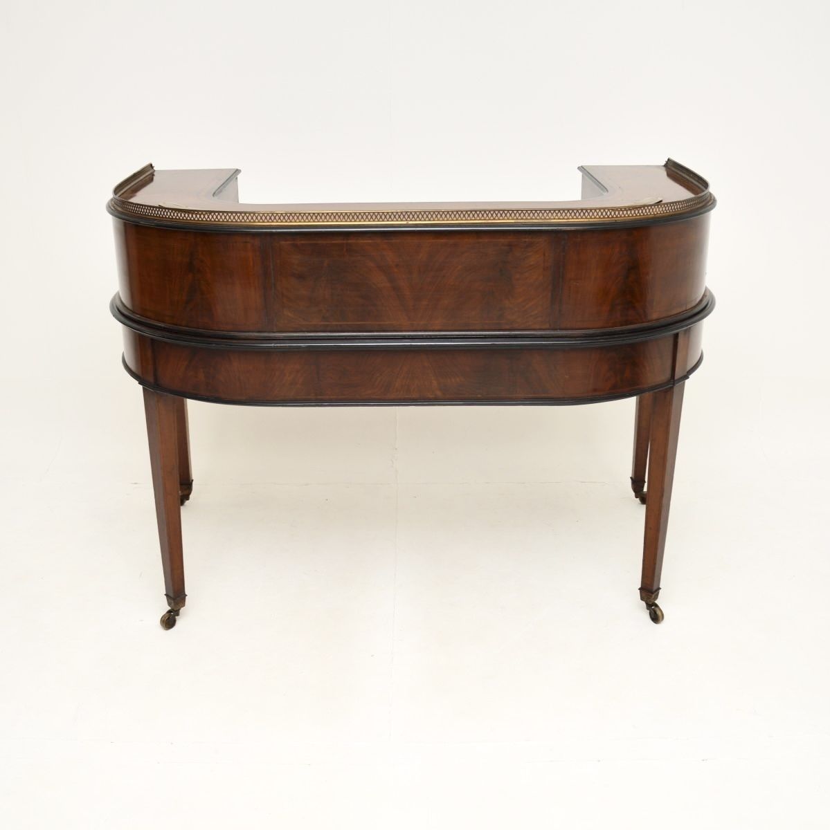 2925.0 Antique Inlaid Mahogany Leather Top Carlton House Desk photo