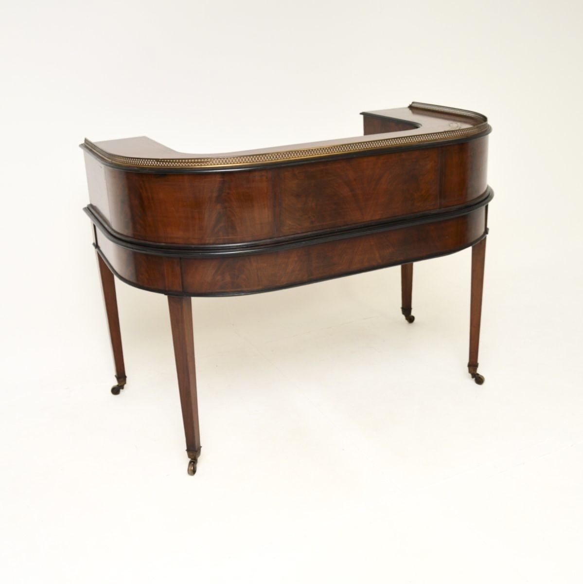 photo vinterior Antique Inlaid Mahogany Leather Top Carlton House Desk