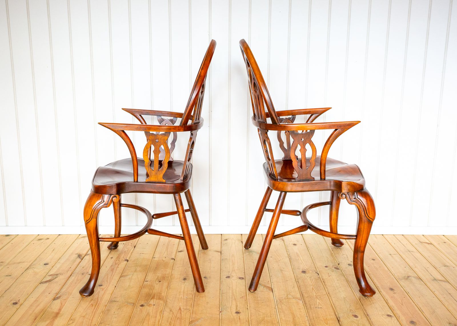 Furniture Pair Of Gothic Windsor Armchairs Steeple Back Strawberry Hill Thames Valley Gothi.C Revival Carved Theodore Alexander Fine Country House photo