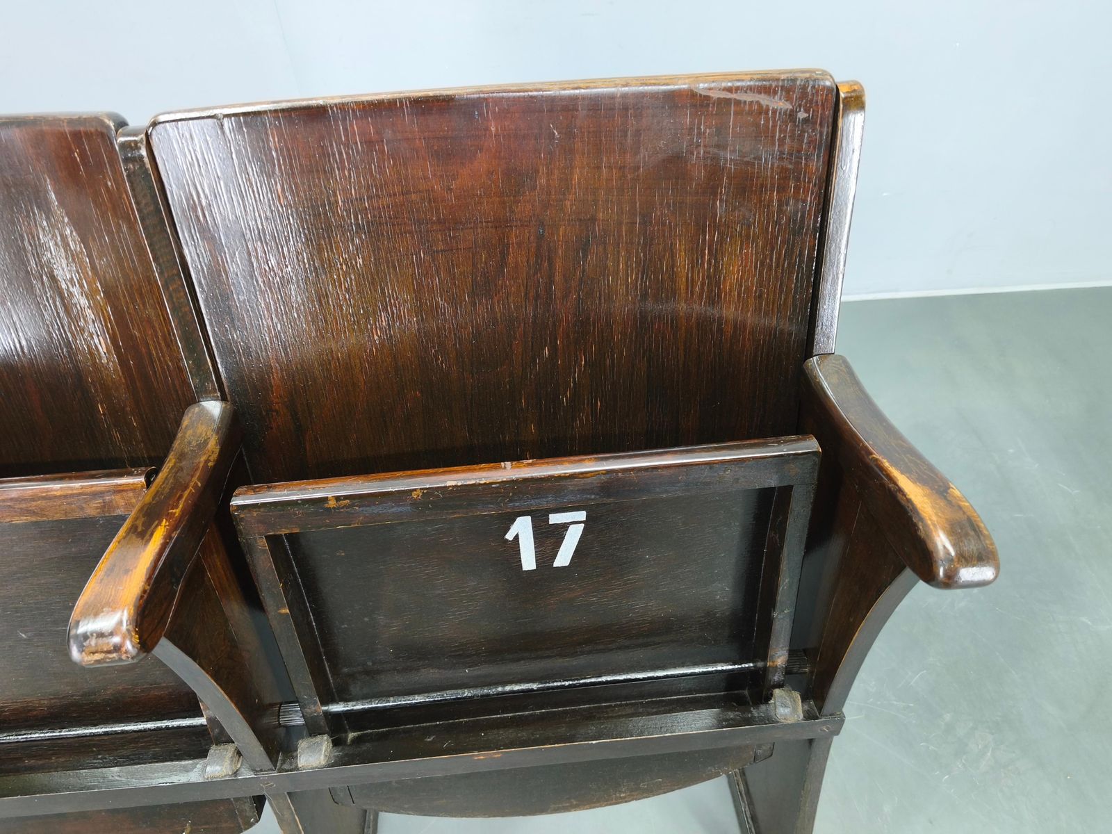 777.0 1940s Thonet Cinema Double Seat, Beech Wood Theater Bench photo