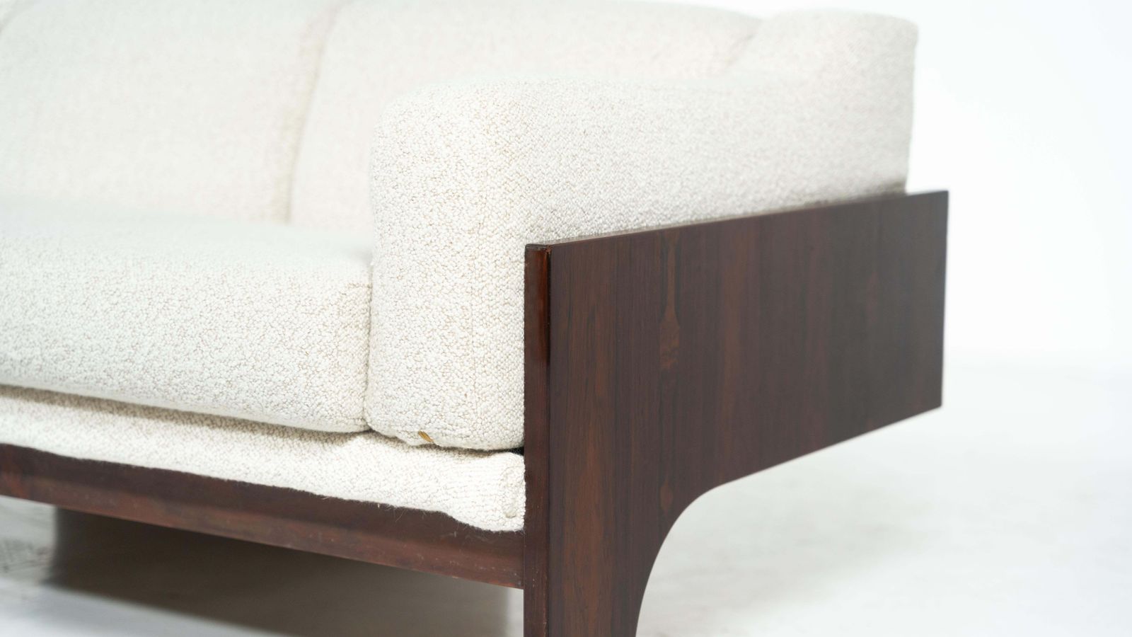 Mid Century Sofa Oriolo By Claudio Salocchi For Sormani Wood And White Fabric photo furniture