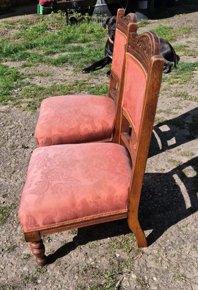 Pair Of Antique Walnut Low Side/Bedroom Chairs photo 120.0