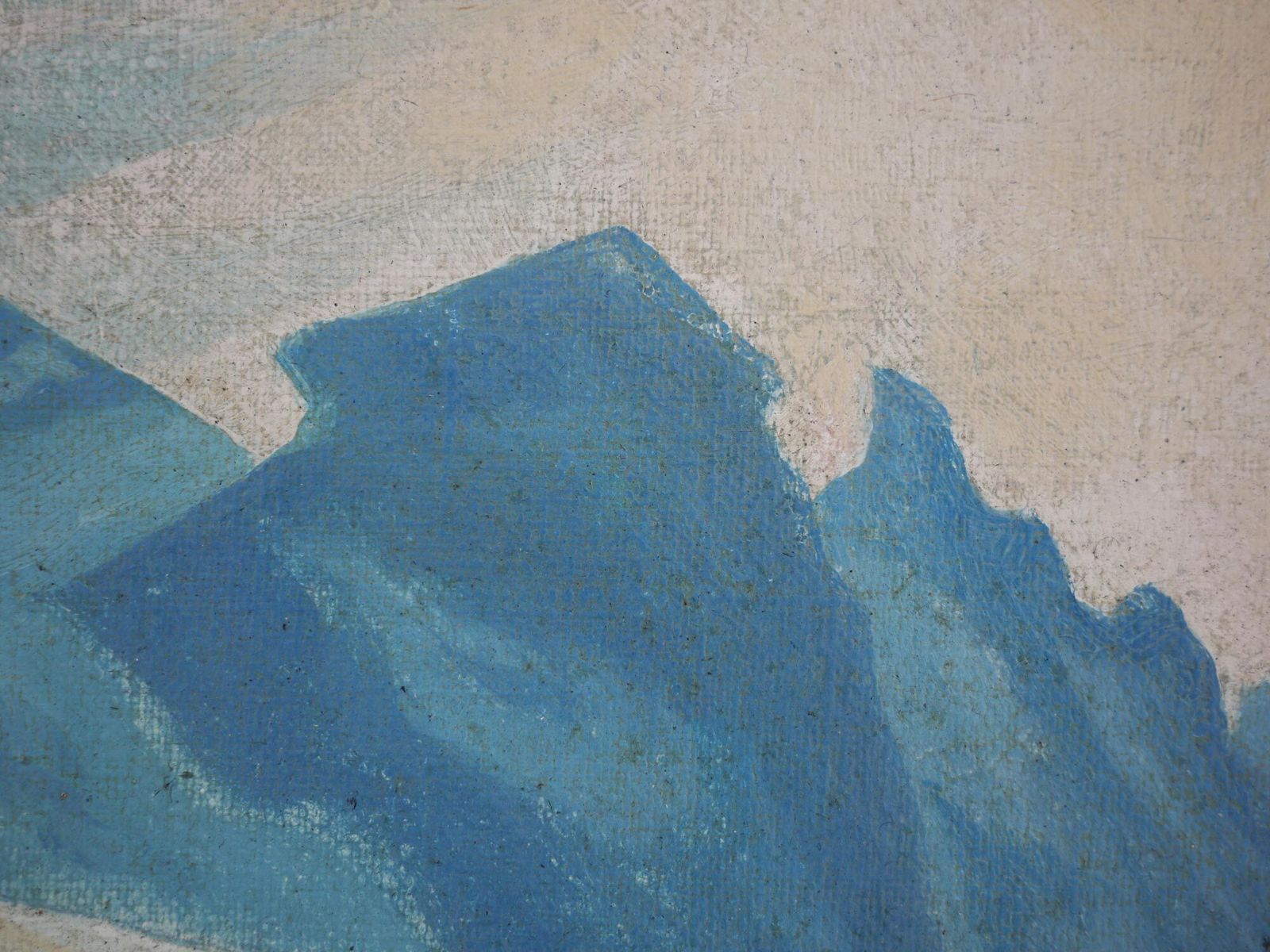 Art Antique Painting "Skiers In Garmisch, Alpspitze"   Early XX Century photo