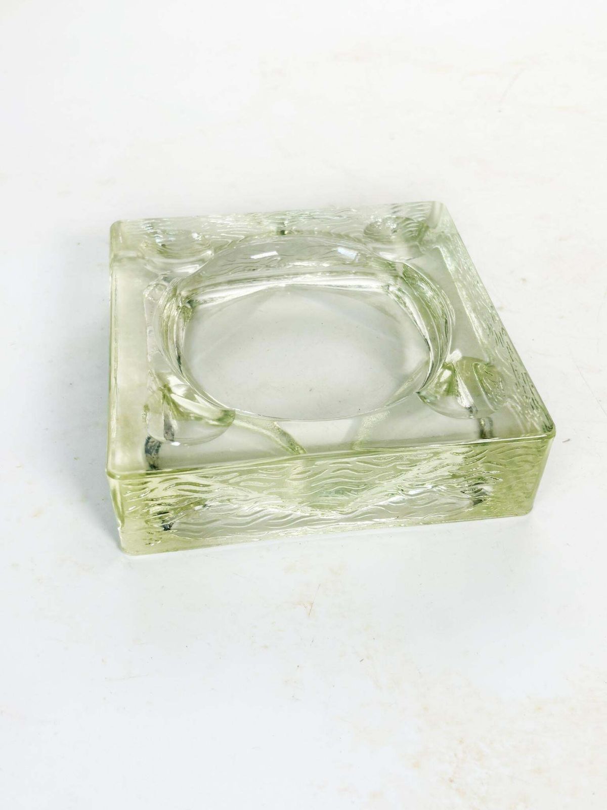 Square Glass Ashtray, Art Deco Style, Saint Gobain Glass, France, 1940 photo 480.0