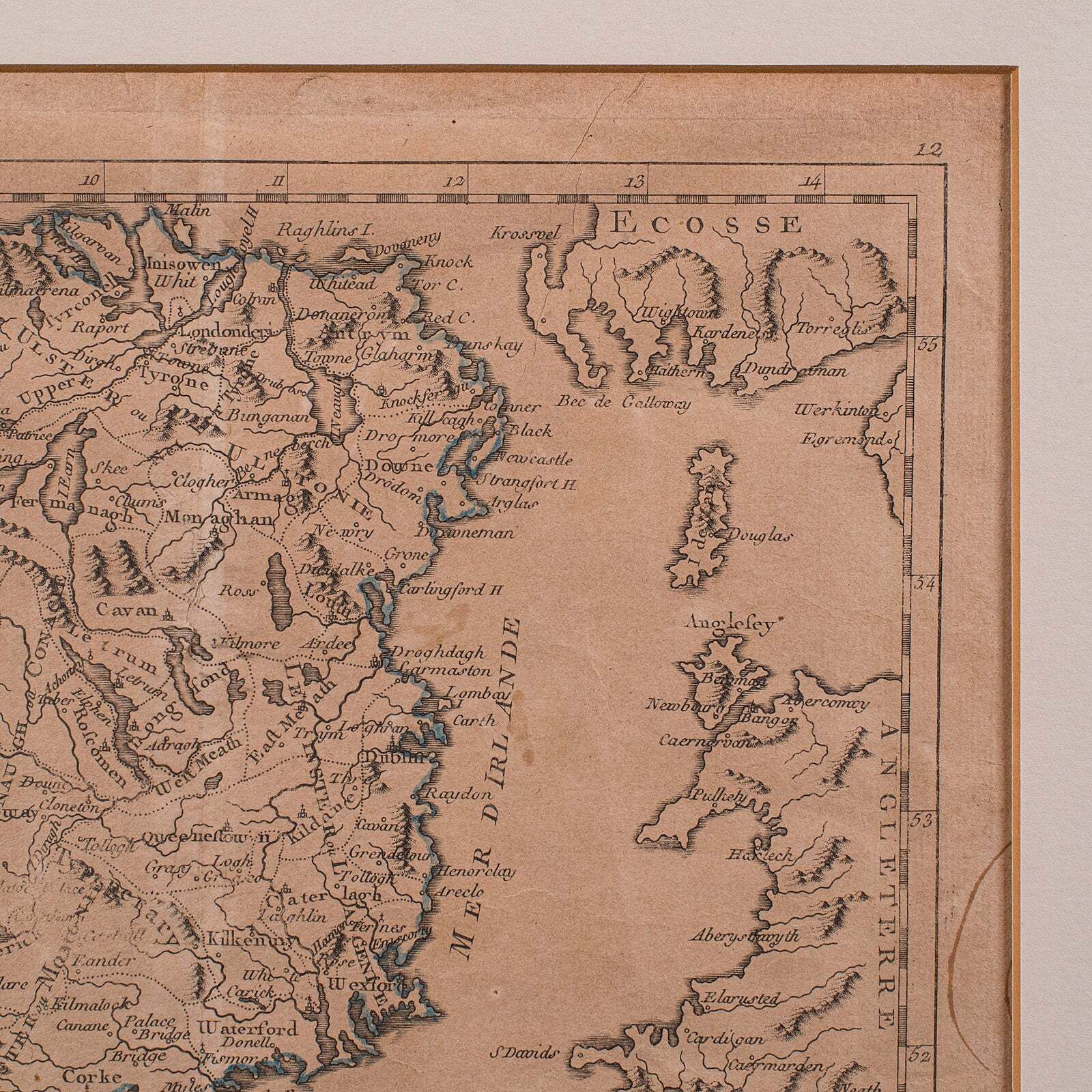 Antique Map Of Ireland, French, Framed Cartography, Eire, Georgian, Circa 1780 photo vinterior