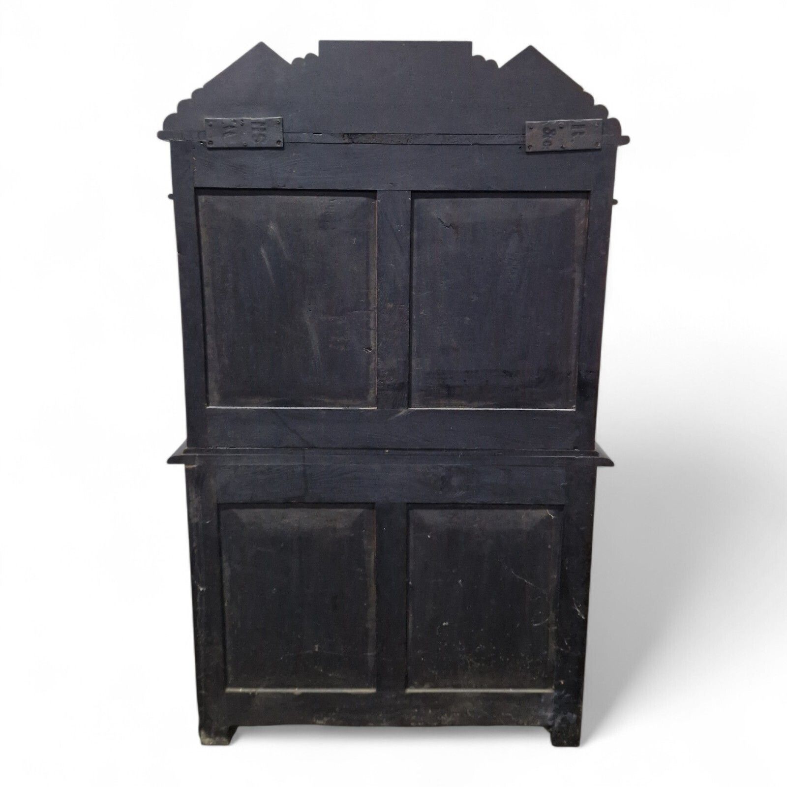 photo vintage Antique Oak Court Cupboard   Heavily Carved Double Cupboard / Cabinet Ebonised