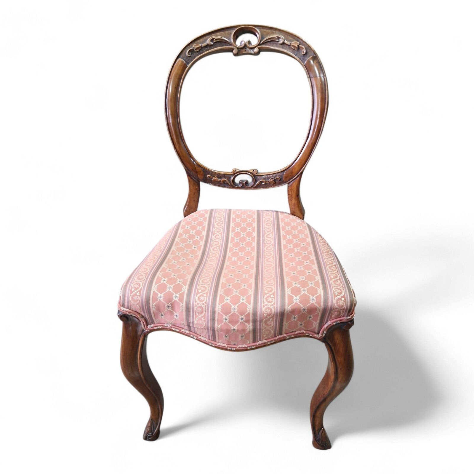 Victorian Walnut Balloon Back Chairs Set 4 Cabriole Legs Antique Carved Seating photo vinterior