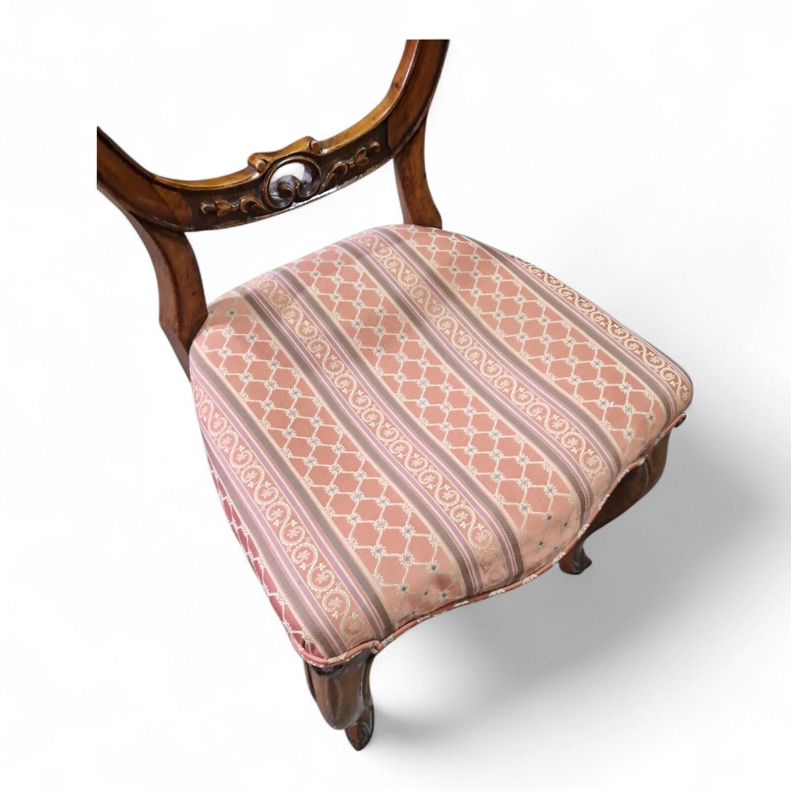 Furniture Victorian Walnut Balloon Back Chairs Set 4 Cabriole Legs Antique Carved Seating photo