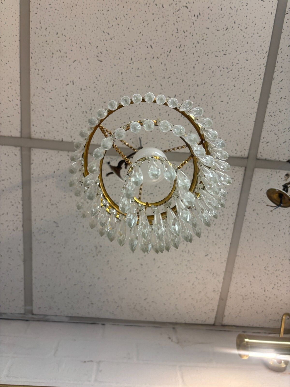 Pair Of 1970's French Style Three Tier Crystal Glass Spokes Chandeliers photo 175.0
