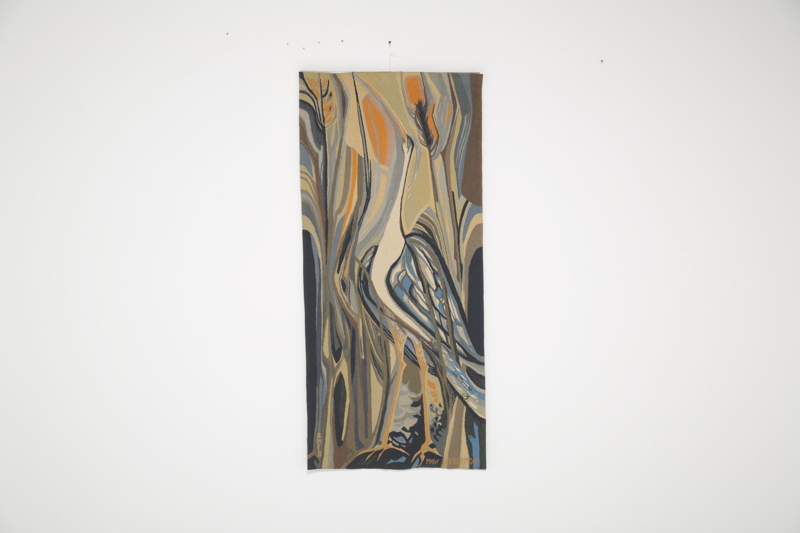 Belgian Mid Century Hand Woven Tapestry 'Le  Heron' By Mary Dambiermont, Signed. photo furniture