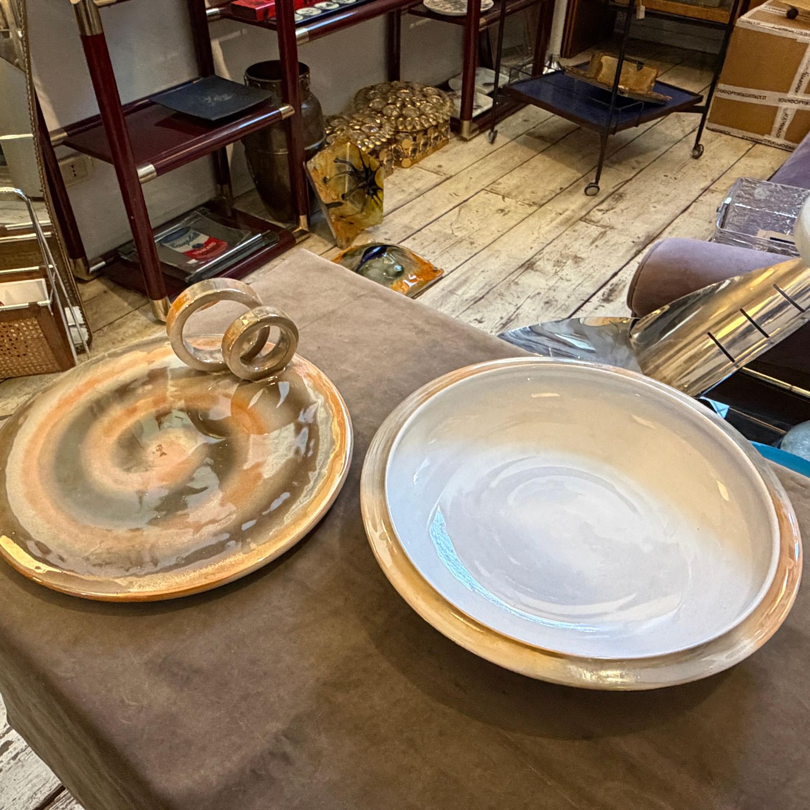A Rare 1950s Mid Century Modern " Lustro " Italian Ceramic Centerpiece photo 444.0