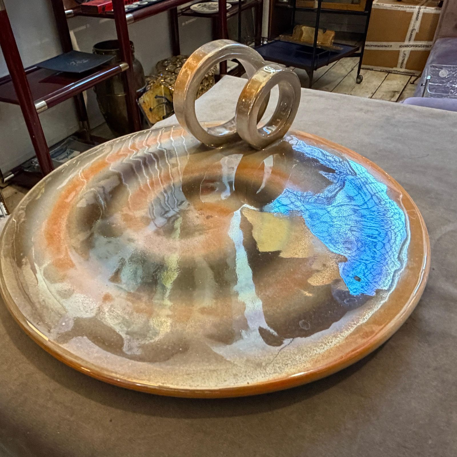 A Rare 1950s Mid Century Modern " Lustro " Italian Ceramic Centerpiece photo vinterior