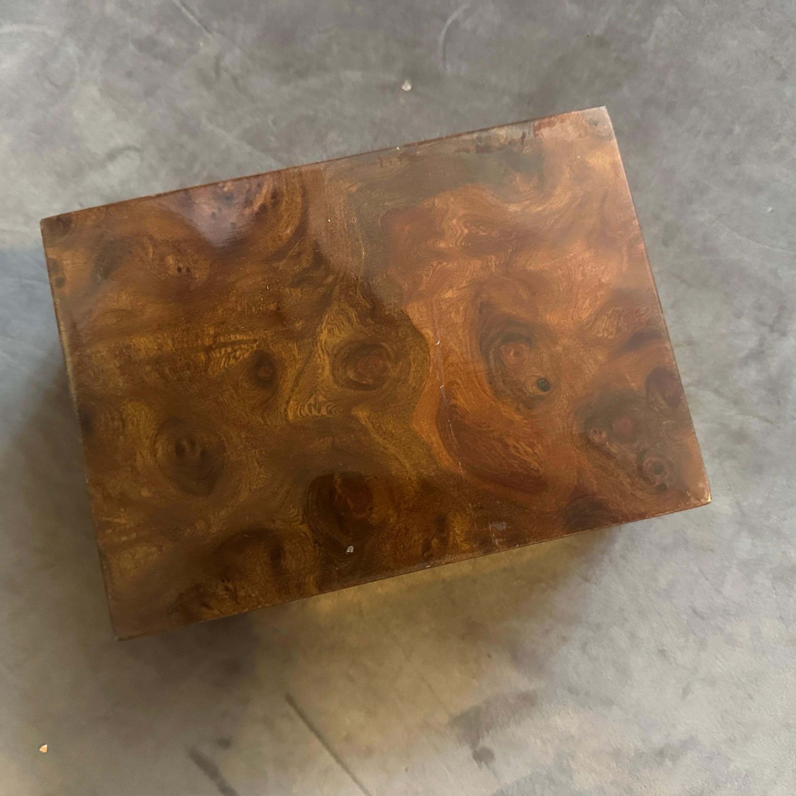 1970s Mid Century Modern Walnut Root And Gilt Metal Italian Luxury Box photo Home Decor