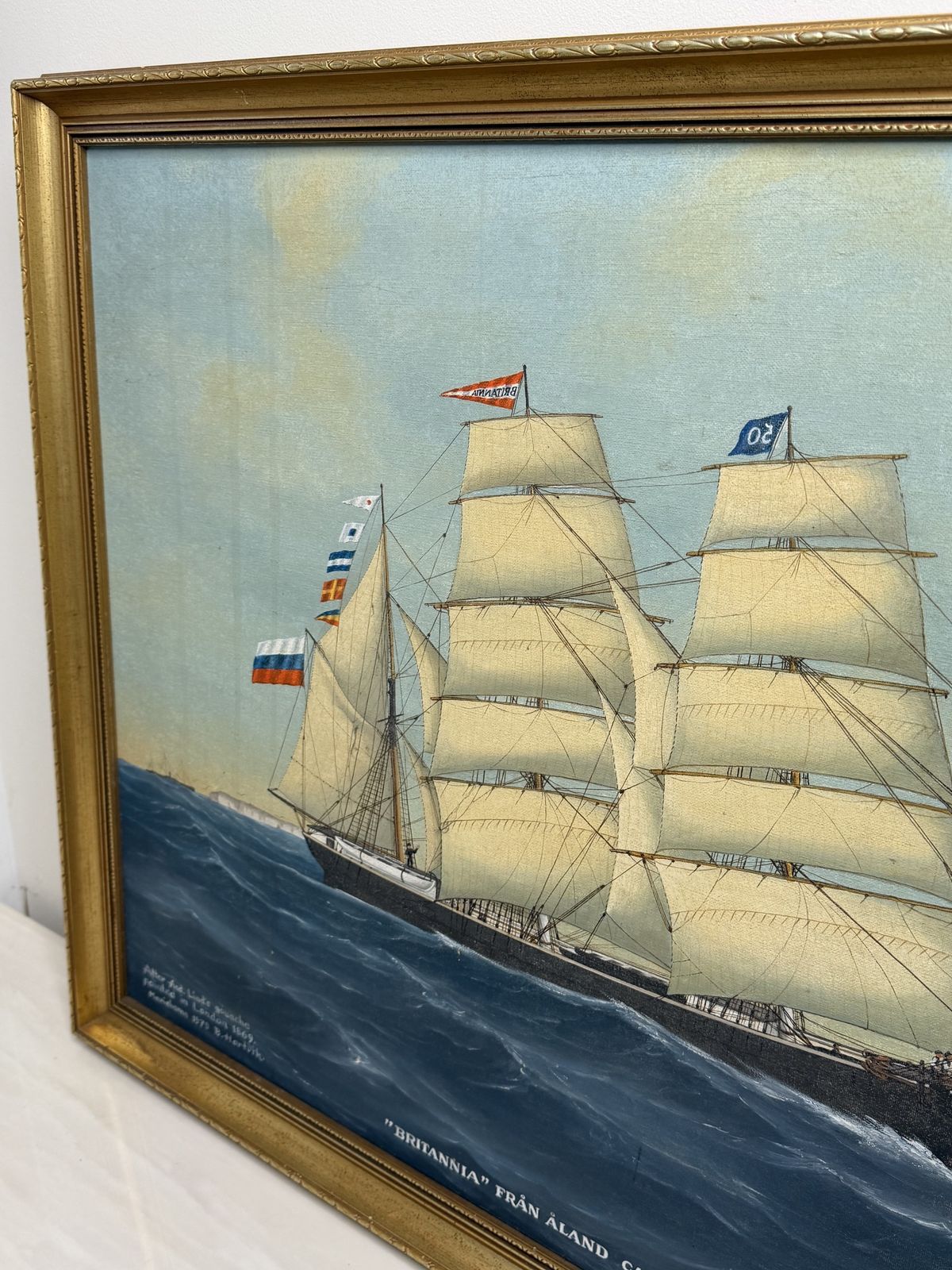 7500.0 “Britannia Of åland Under Full Sail” — Captain August Ekblom Baltic Trading Barque | After Andreas G. Lind, London 1869 | B. Hartvik, Mariehamn 1979 photo