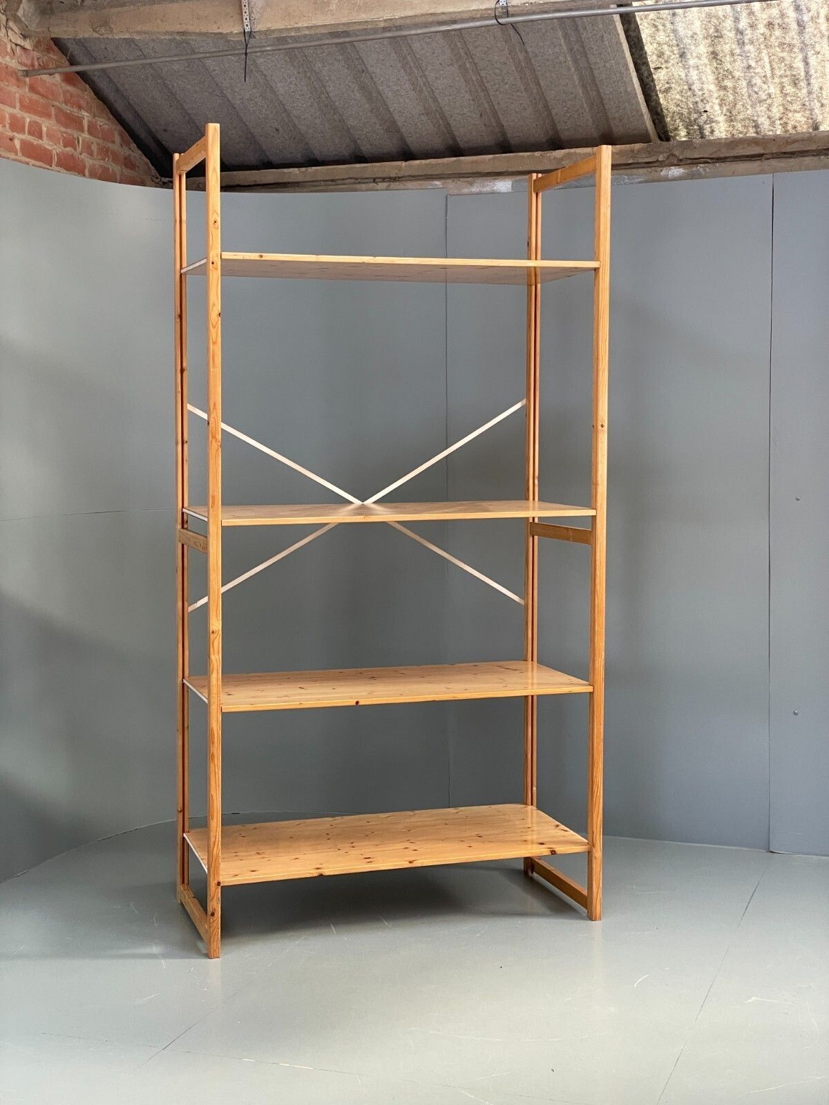 Lundia Pine Shelving System Vintage Adjustable Retro Scandi