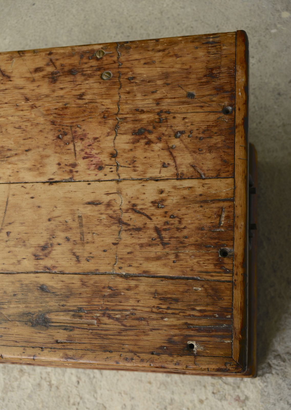 photo for sale Antique Pine Trunk   Painted Ship
