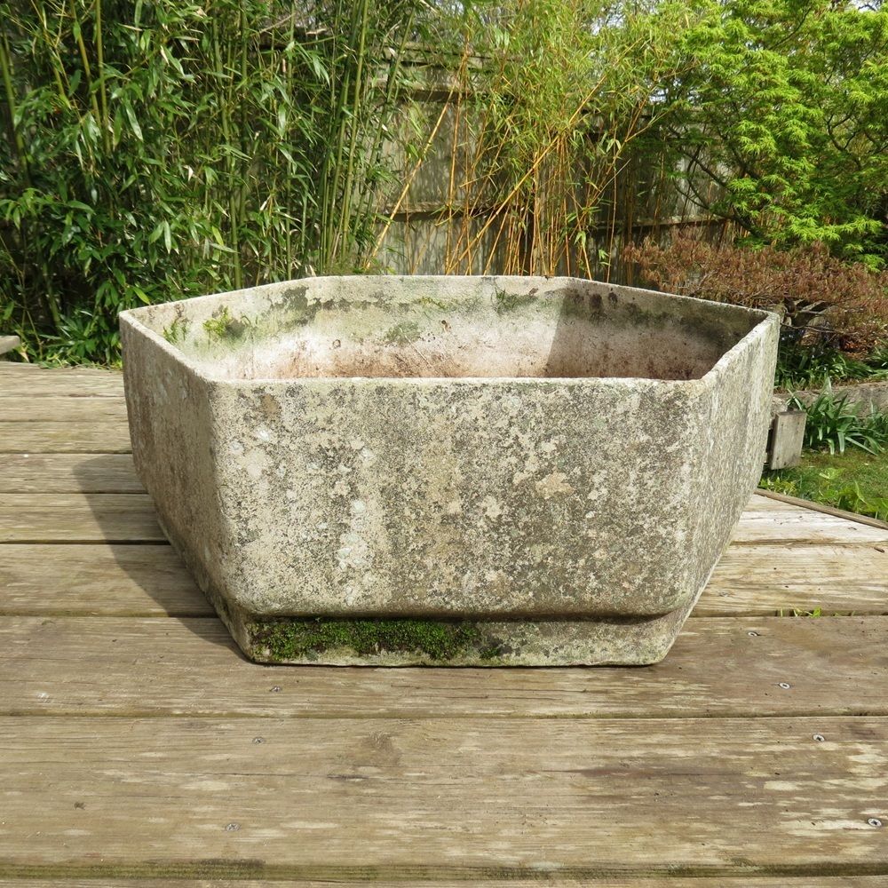 Large Hexagon Concrete Garden Planter 1970s photo 495.0