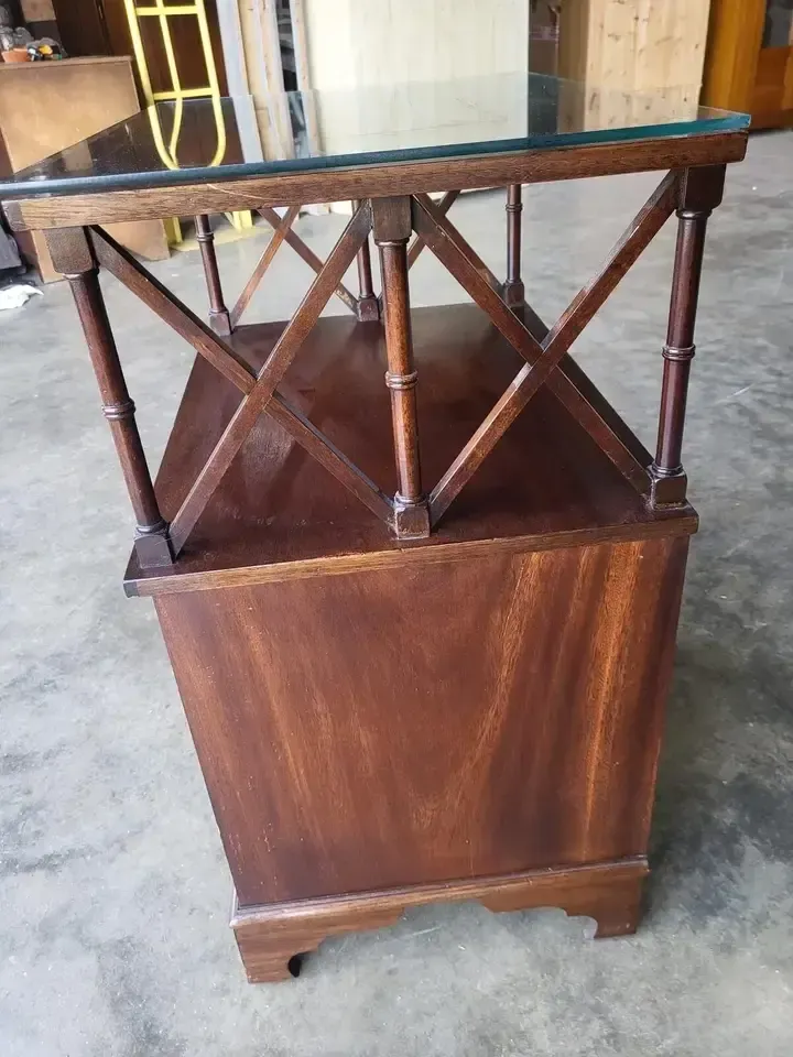 Antique Repro Mahogany 2 Tier Side End Cabinet Lamp Table photo 230.0